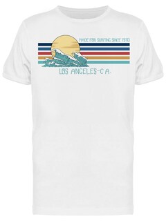 Foto 1 | Playera SmartPrintsInk color Blanco para Hombre - Olas Y Sol Banner Colores Retro