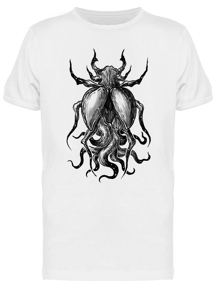Playera SmartPrintsInk color Blanco para Hombre - Monstruo Escarabajo