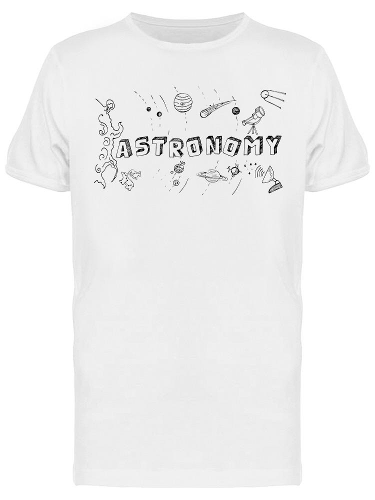 Playera SmartPrintsInk color Blanco para Hombre - Astronomía con Objetos Espaciales