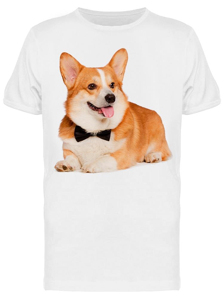 Foto 2 pulgar | Playera SmartPrintsInk color Blanco para Hombre - Fotografía de Perro Corgi Recostado con Moño