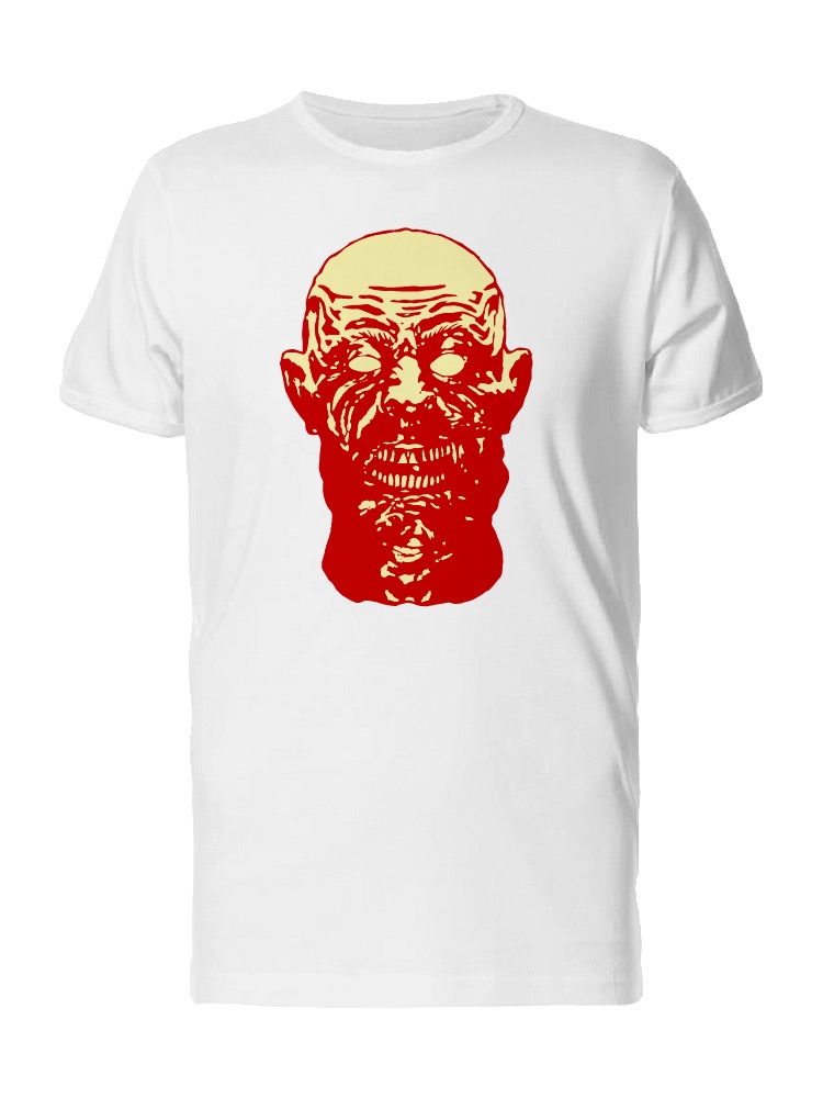 Playera SmartPrintsInk color Blanco para Hombre - Rostro de Zombie