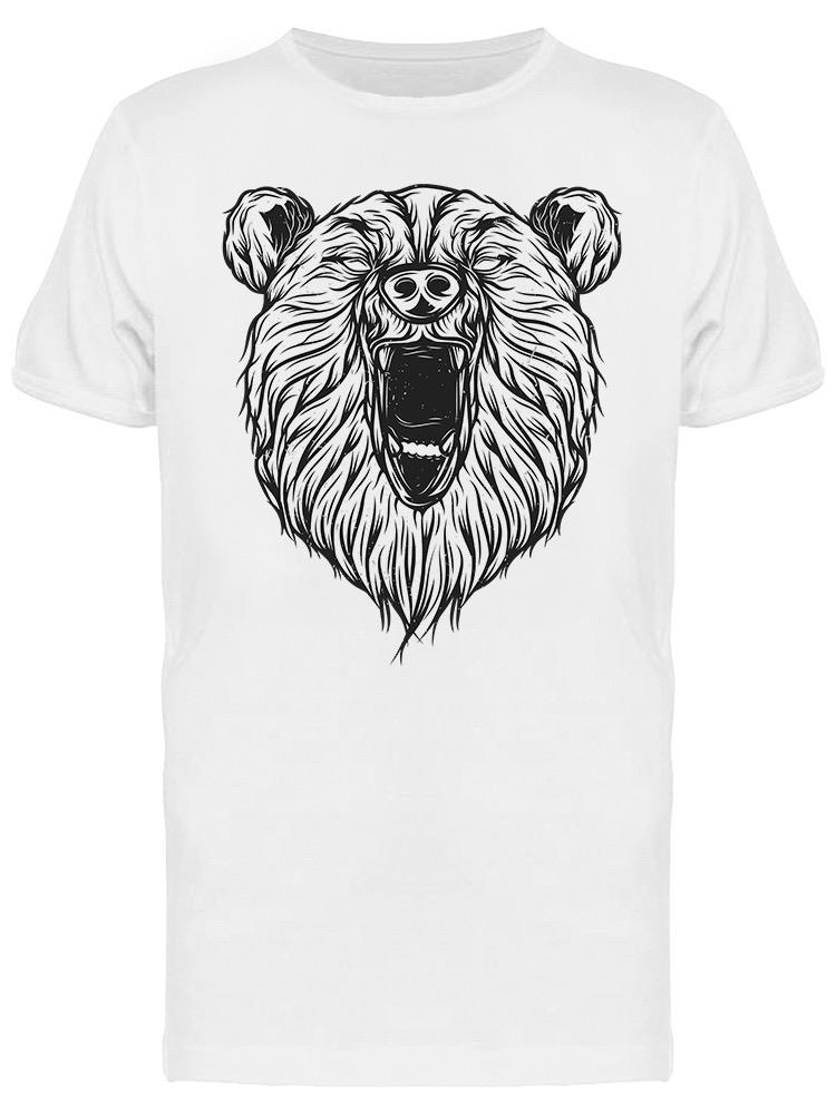 Playera SmartPrintsInk color Blanco para Hombre - Ilustración a Lápiz de Cabeza de Oso