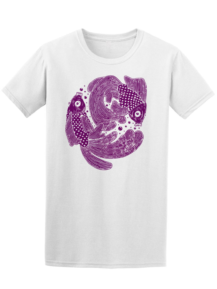 Playera Smartprintsink Hombre Ilustracion A Lapiz. Peces Dorados En Estanque