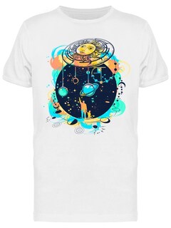 Foto 1 | Playera SmartPrintsInk color Blanco para Hombre - Padre E Hijo En Planetario