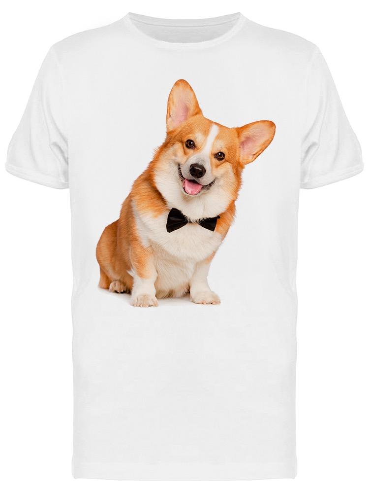 Playera SmartPrintsInk color Blanco para Hombre - Fotografía de Perro Corgi Posando con Moño