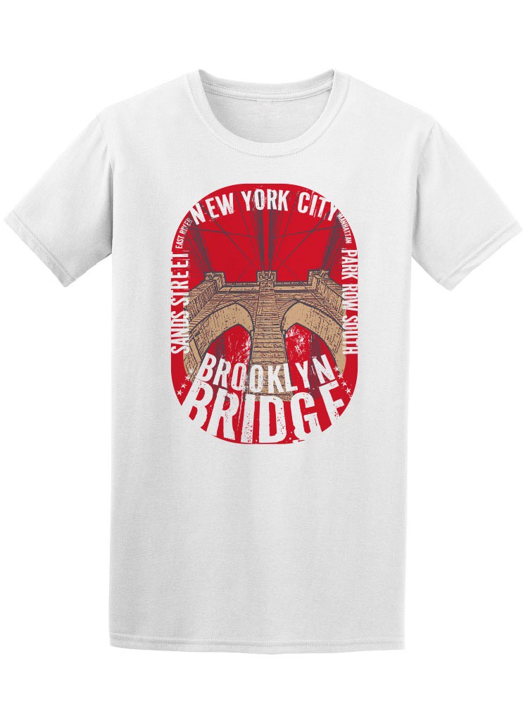 Playera SmartPrintsInk color Blanco para Hombre - Puente de Brooklyn