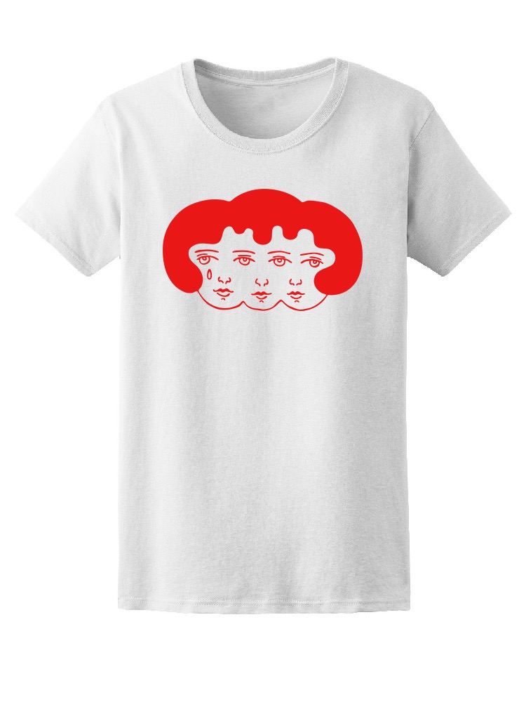 Playera SmartPrintsInk color Blanco para Hombre - Arte Abstracto Mujer De Tres Rostros