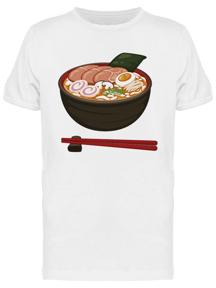 Foto 2 pulgar | Playera SmartPrintsInk color Blanco para Hombre - Tazón de Ramen con Palillos