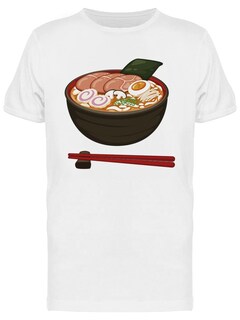 Foto 1 | Playera SmartPrintsInk color Blanco para Hombre - Tazón de Ramen con Palillos