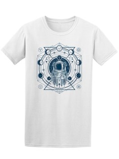 Foto 1 | Playera SmartPrintsInk color Blanco para Hombre - Ilustración Astronauta Con Fases Lunares