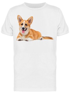 Foto 1 | Playera SmartPrintsInk color Blanco para Hombre - Corgi Recostado.