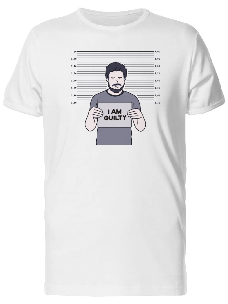 Foto 2 pulgar | Playera SmartPrintsInk color Blanco para Hombre - Ilustración Hombre en Foto Policial