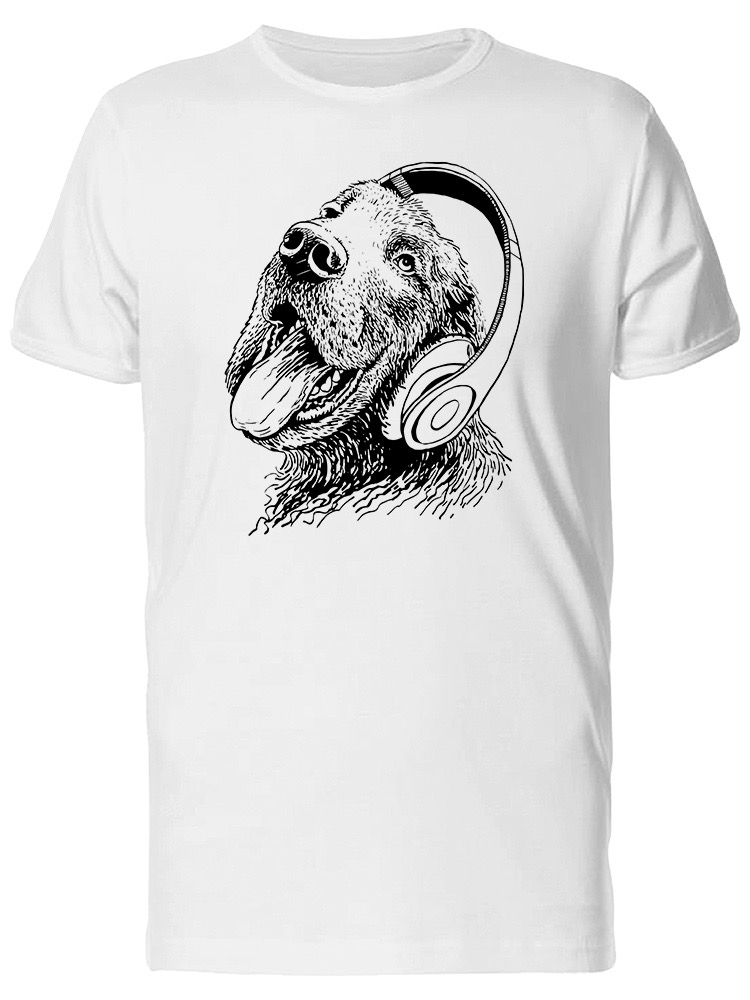 Foto 2 pulgar | Playera  SmartPrintsInk color Blanco para Hombre - Perro con Audífonos