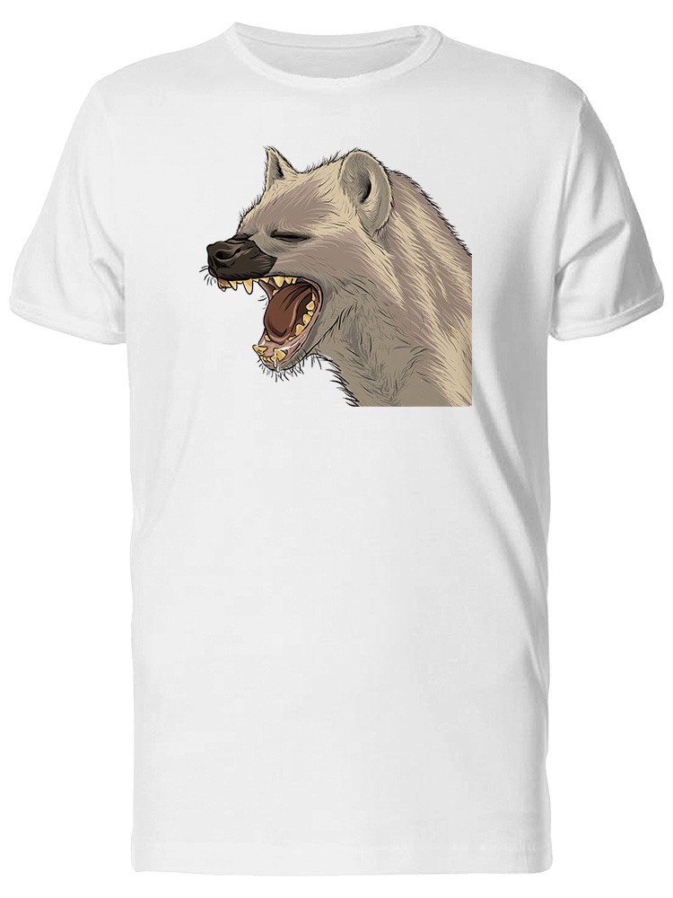 Playera SmartPrintsInk color Blanco para Hombre - Hiena Riendo