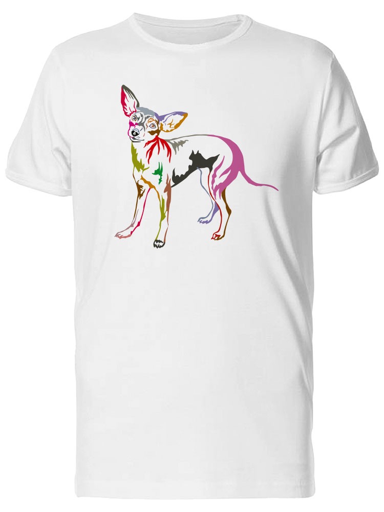 Playera SmartPrintsInk color Blanco para Hombre - Ilustración Perro Chihuahua