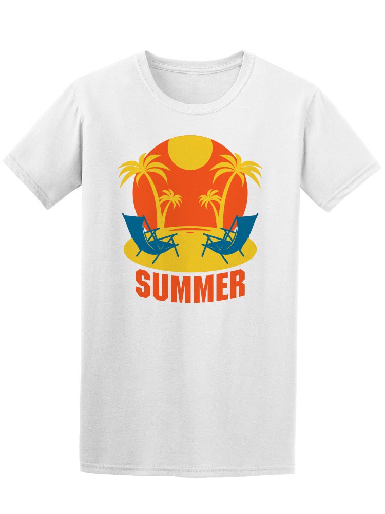 Foto 2 pulgar | Playera SmartPrintsInk color Blanco para Hombre - Verano Atardecer en Playa