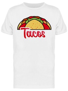 Foto 1 | Playera SmartPrintsInk color Blanco para Hombre - Tacos Letras Rojas