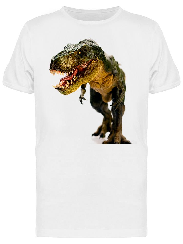 Playera SmartPrintsInk color Blanco para Hombre - T-Rex 3D Caminando