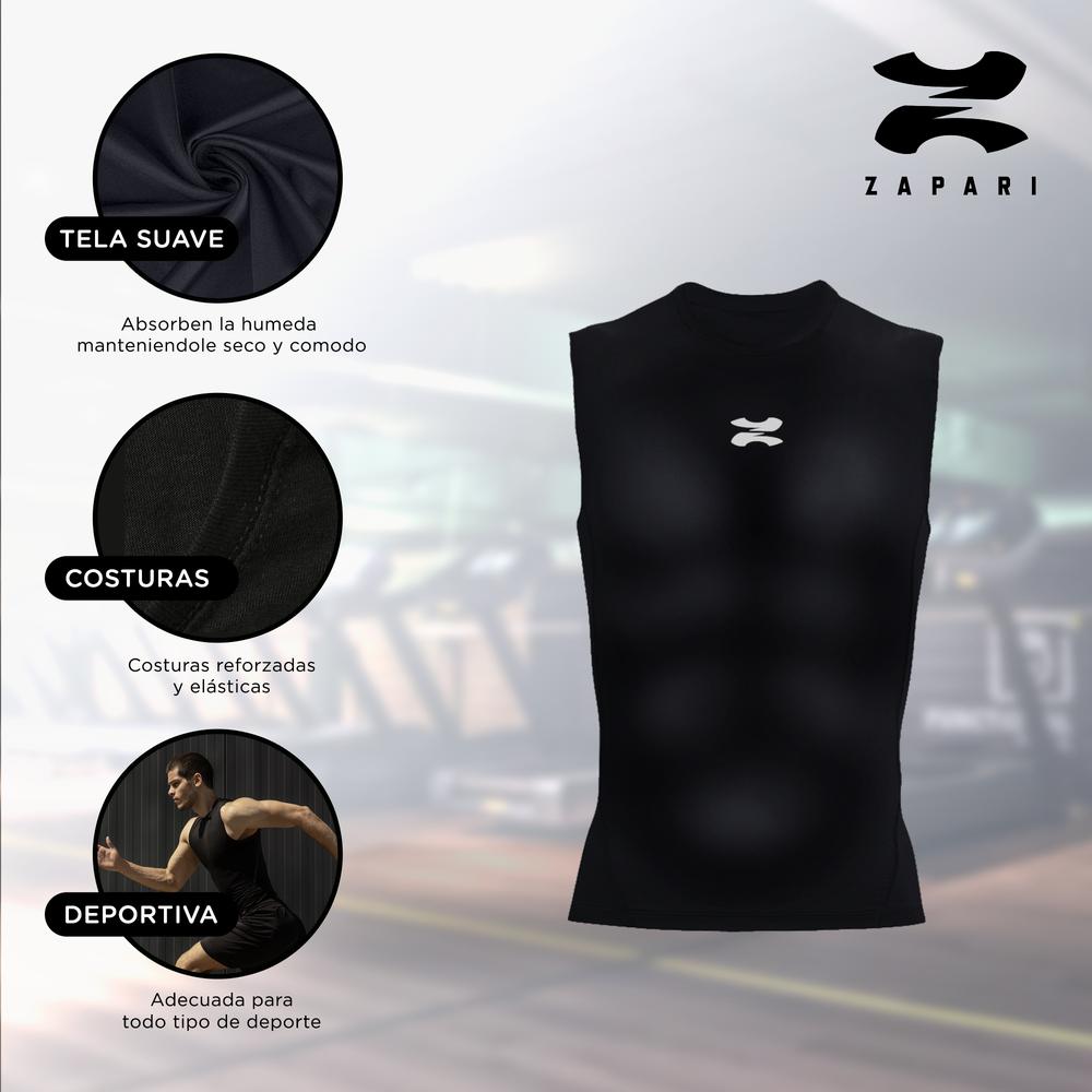 Foto 3 pulgar | Zapari Playera Deportiva Sin Mangas  Licras Deportivas Para Hombre De Compresion Con Cuello Redondo Blanco