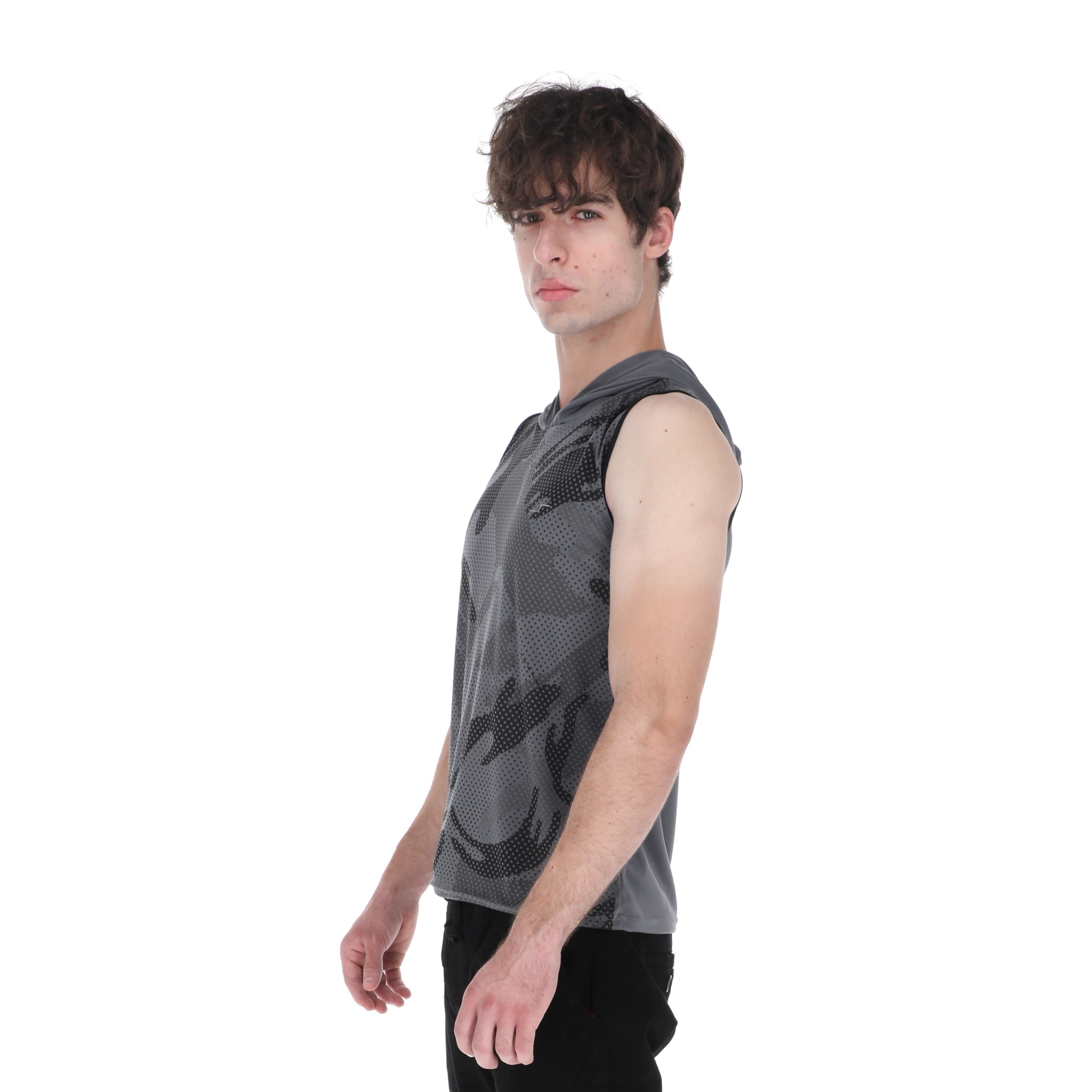 Foto 3 | Playera Deportiva Sin Mangas Con Capucha Color Gris Para Hombre