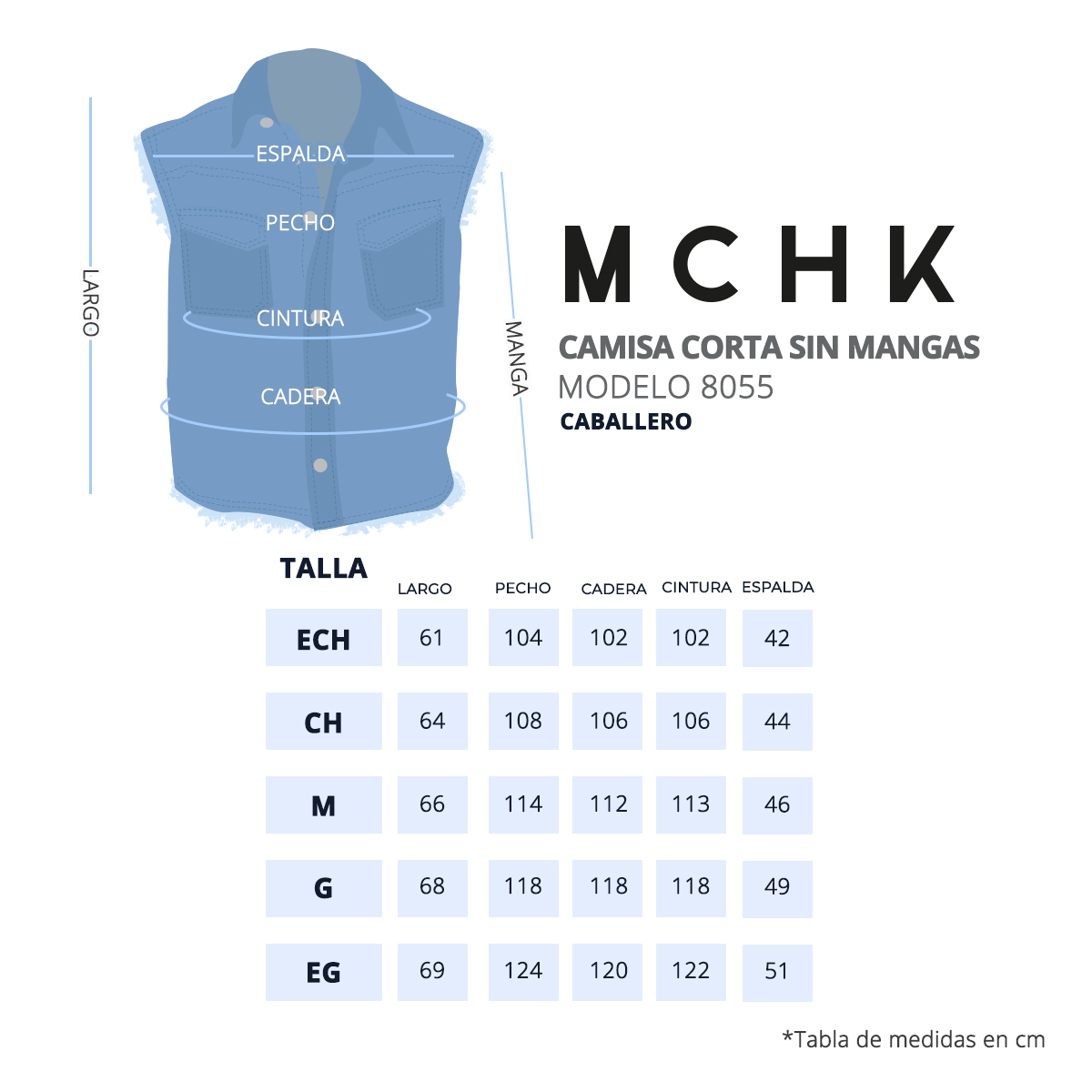 Foto 5 | Camisa de Mezclilla Mchk sin Mangas para Hombre