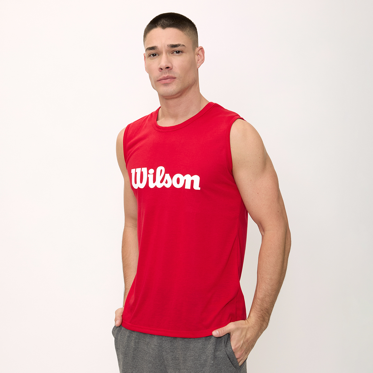 Foto 2 | Playera Wilson Polyspun Sin Manga Estampada Para Hombre