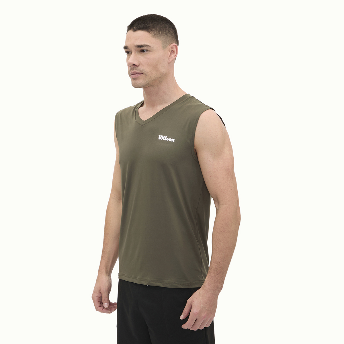 Foto 4 pulgar | Playera Wilson Verde sin Manga Cuello V para Hombre
