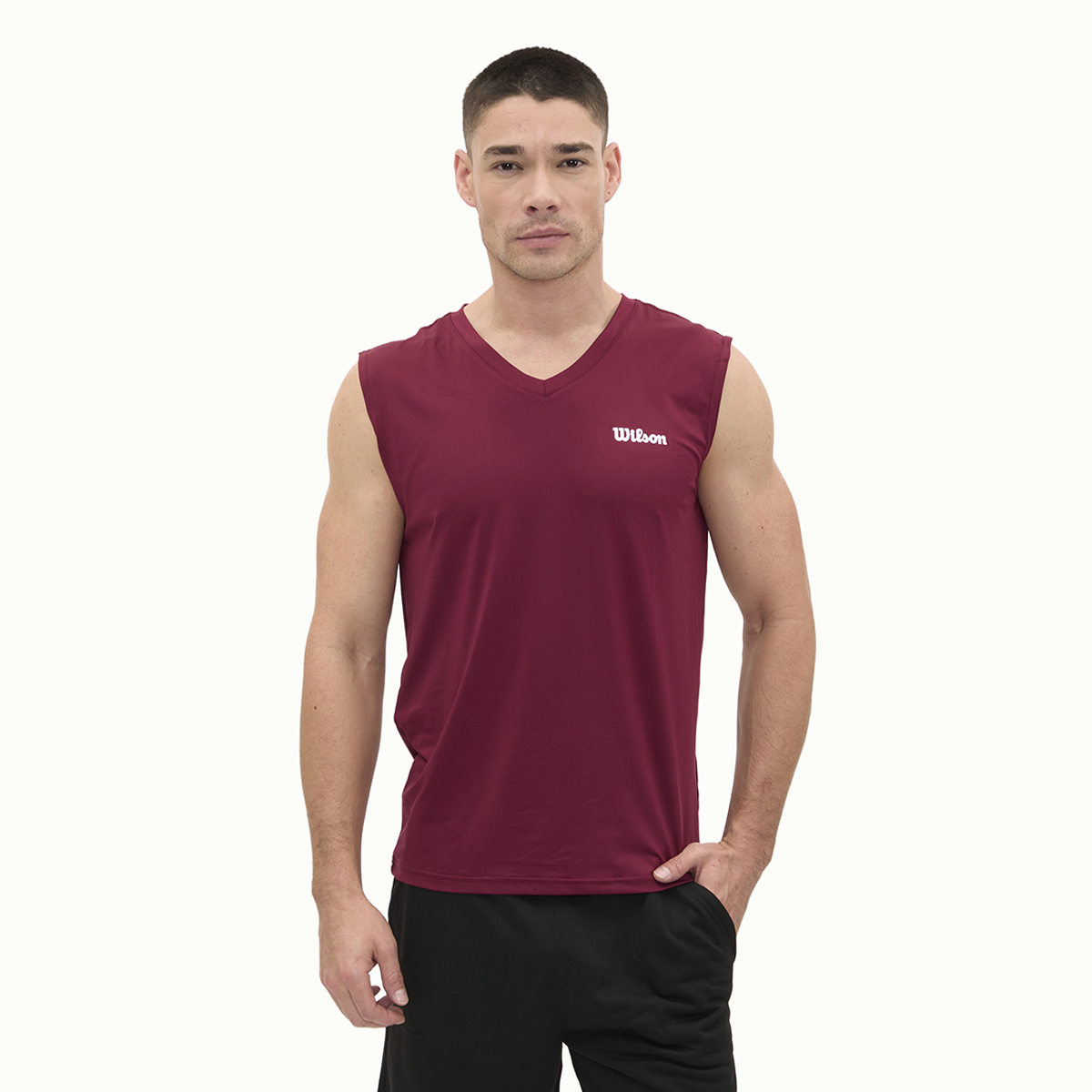 Playera Wilson Ultra Ligera Sin Manga Cuello en V para Hombre