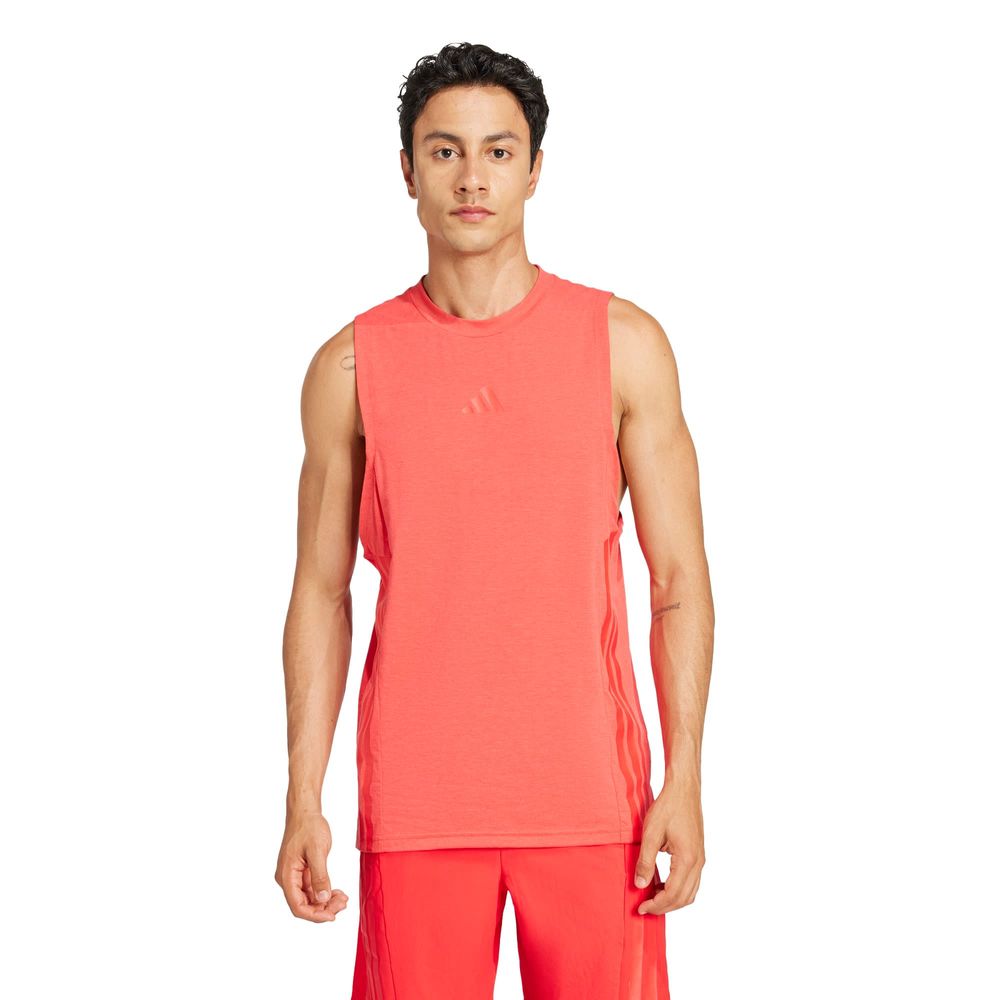 Foto 3 pulgar | Playera Sin Mangas Designed-for-training 3 Franjas Adidas Rojo Hombre