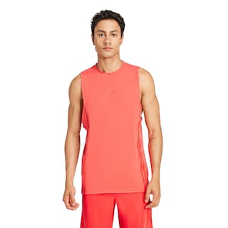 Foto 2 | Playera Sin Mangas Designed-for-training 3 Franjas Adidas Rojo Hombre