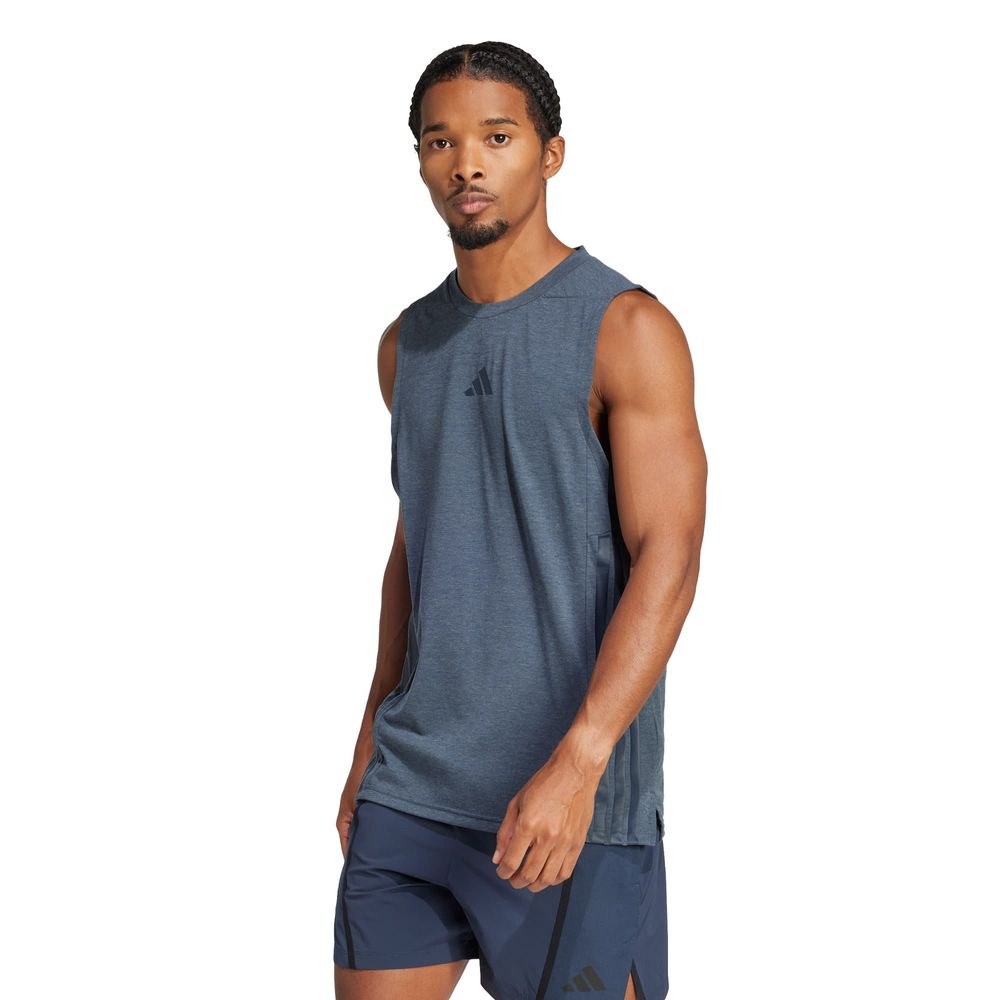 Foto 3 pulgar | Playera Sin Mangas Designed-for-training 3 Franjas Adidas Azul Hombre