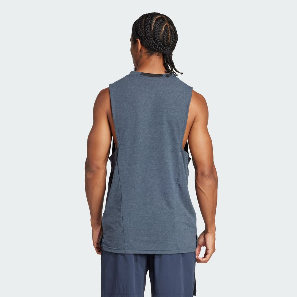 Foto 5 pulgar | Playera Sin Mangas Designed-for-training 3 Franjas Adidas Azul Hombre