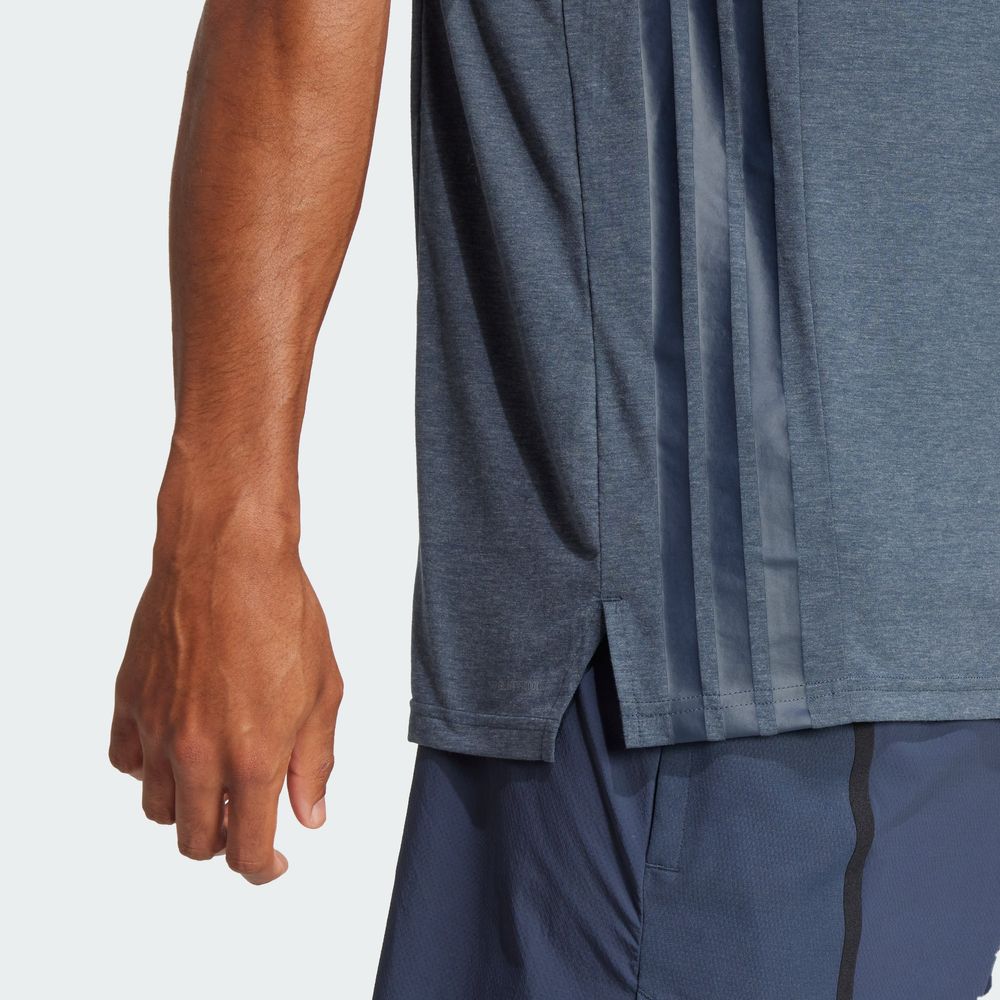 Foto 8 pulgar | Playera Sin Mangas Designed-for-training 3 Franjas Adidas Azul Hombre
