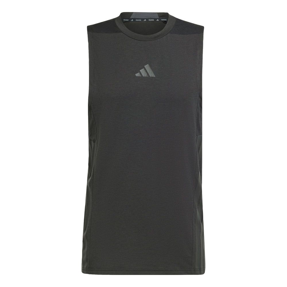 Playera sin Mangas Designed-For-Training 3 Franjas Adidas Negra para Hombre