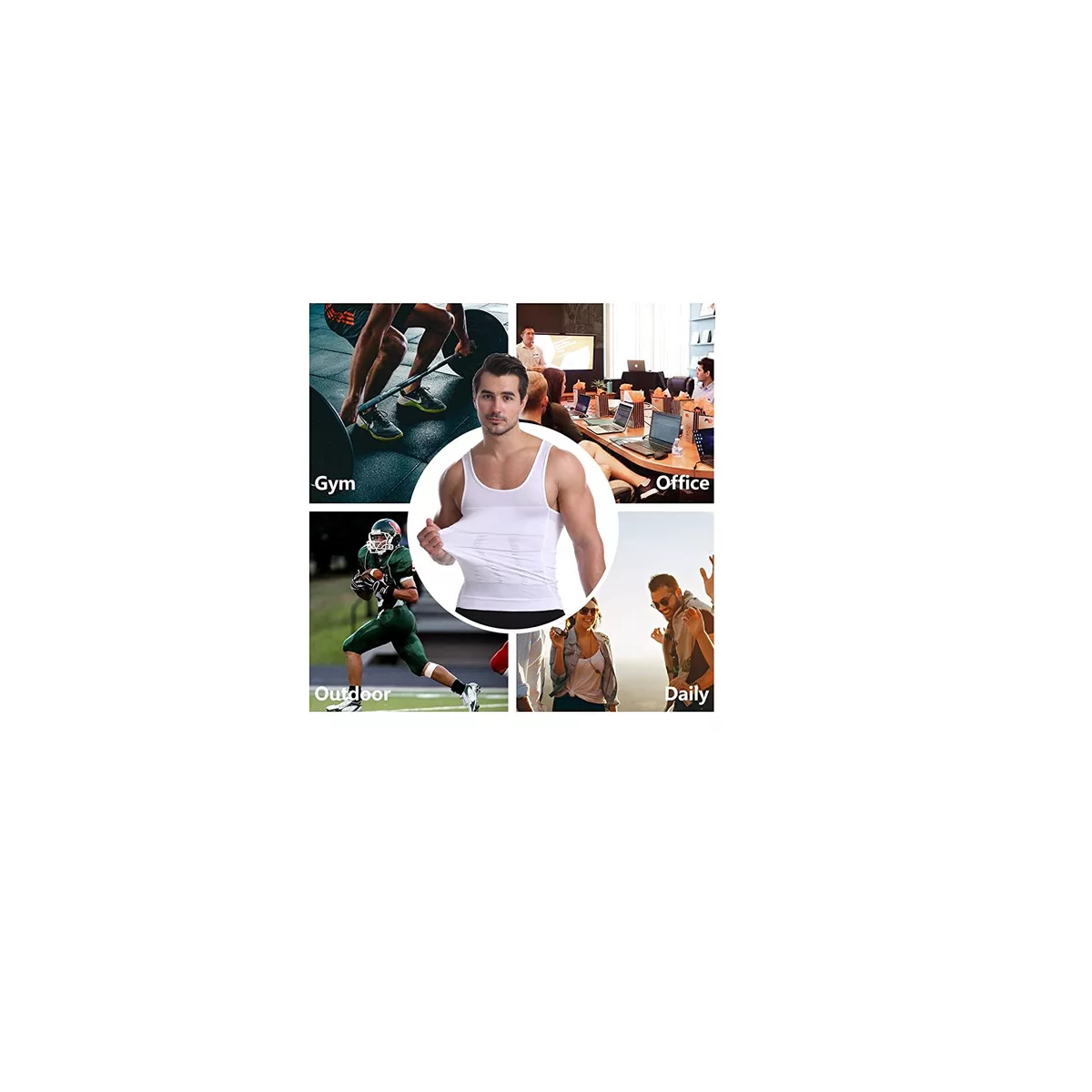 Foto 4 pulgar | Camiseta Faja Playera Reductora Moldeadora para Hombre Eo Safe Imports ESI-17759 Blanco