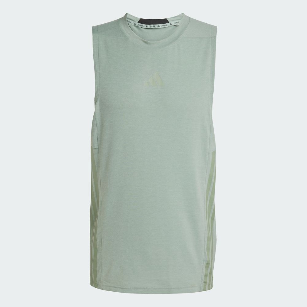 Foto 4 pulgar | Playera Sin Mangas Designed-for-training 3 Franjas Adidas Verde Hombre