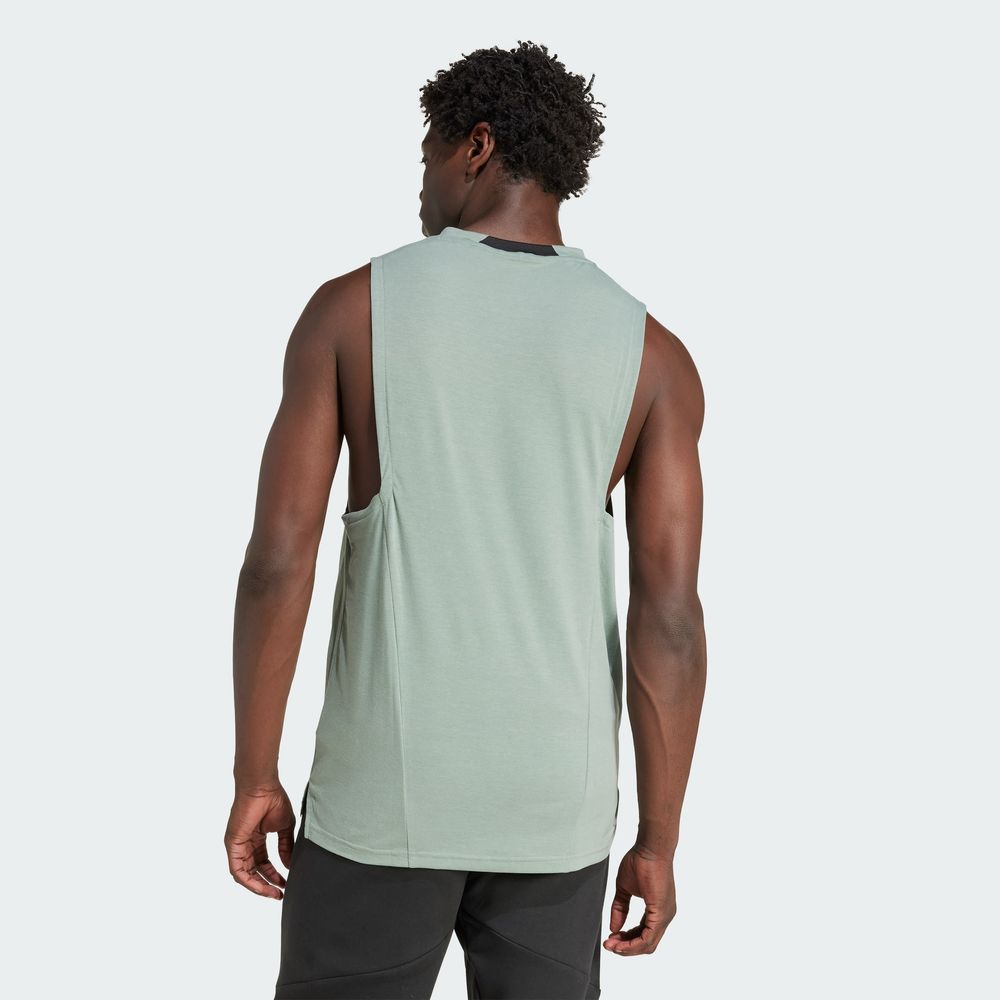 Foto 5 pulgar | Playera Sin Mangas Designed-for-training 3 Franjas Adidas Verde Hombre