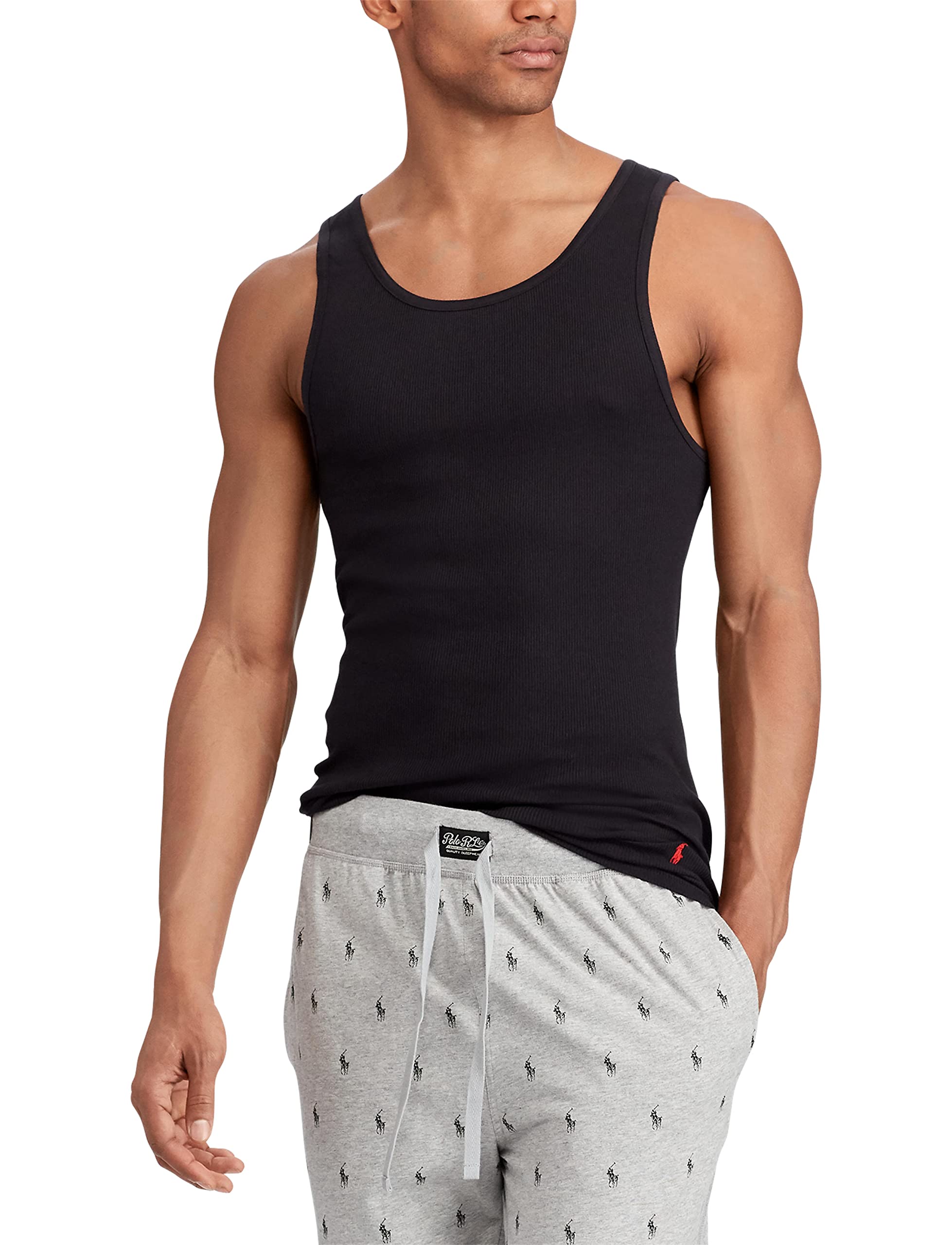 Foto 3 pulgar | Camiseta Sin Mangas Polo Ralph Lauren De Algodón De Corte Clásico Para Hombre, Negro/rojo - Venta Internacional.