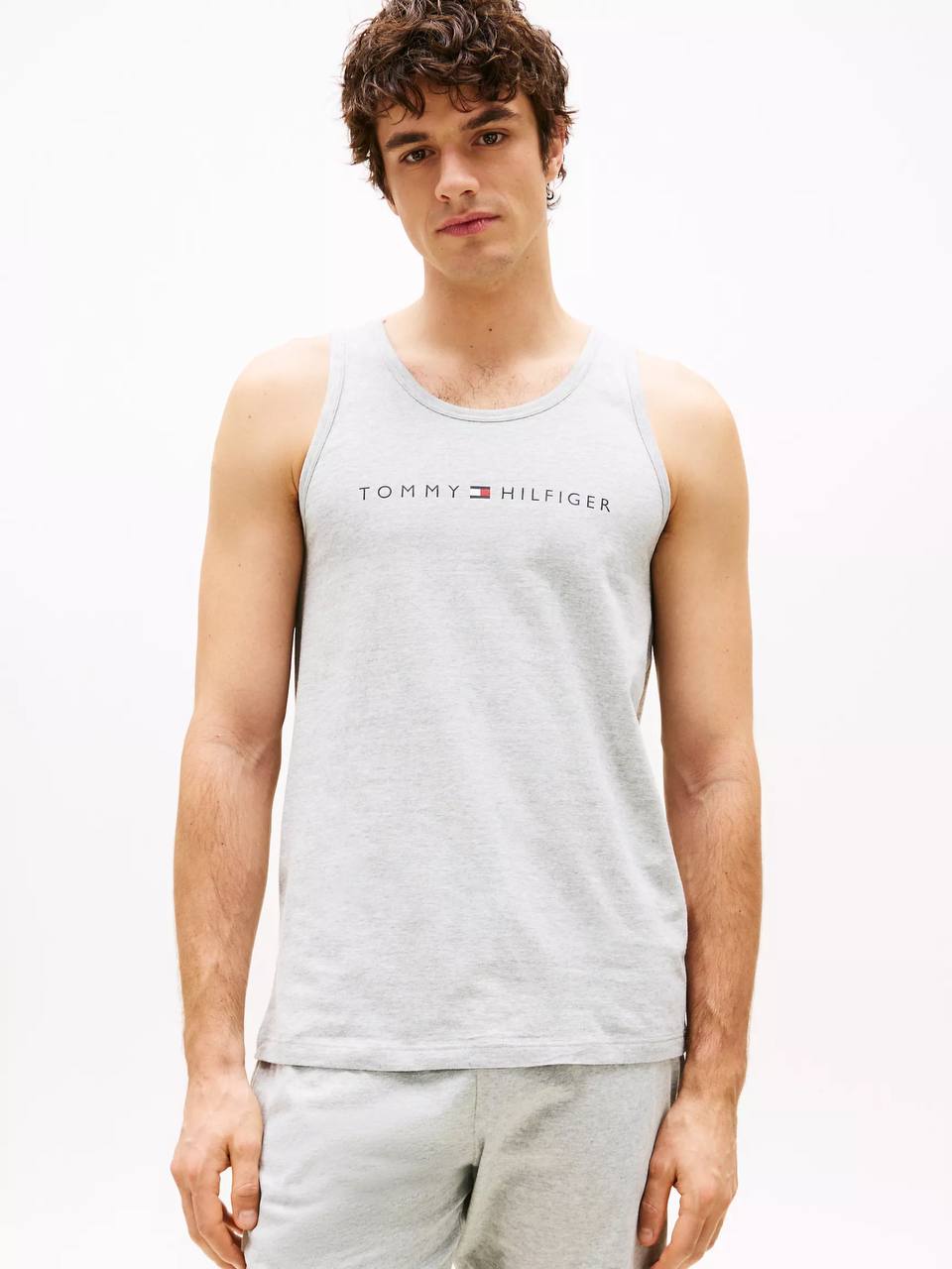 Playera Tommy Hilfiger De Resaque Algodón Suave Logo De Hombre Color Gris