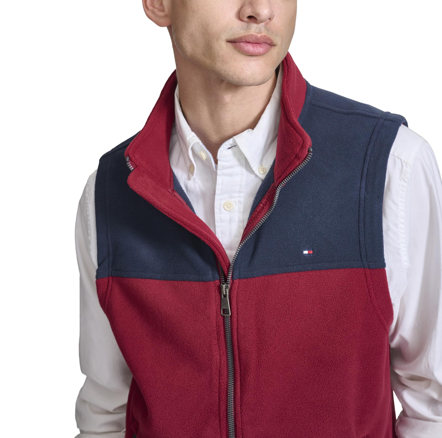 Foto 3 pulgar | Chaleco Tommy Hilfiger De Forro Polar Para Hombre, Color Azul Marino/rojo, Talla L - Venta Internacional.