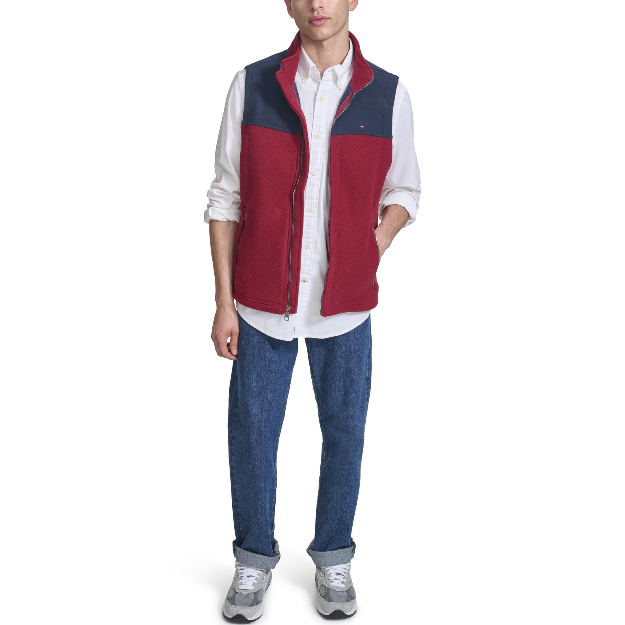 Foto 5 pulgar | Chaleco Tommy Hilfiger De Forro Polar Para Hombre, Color Azul Marino/rojo, Talla L - Venta Internacional.