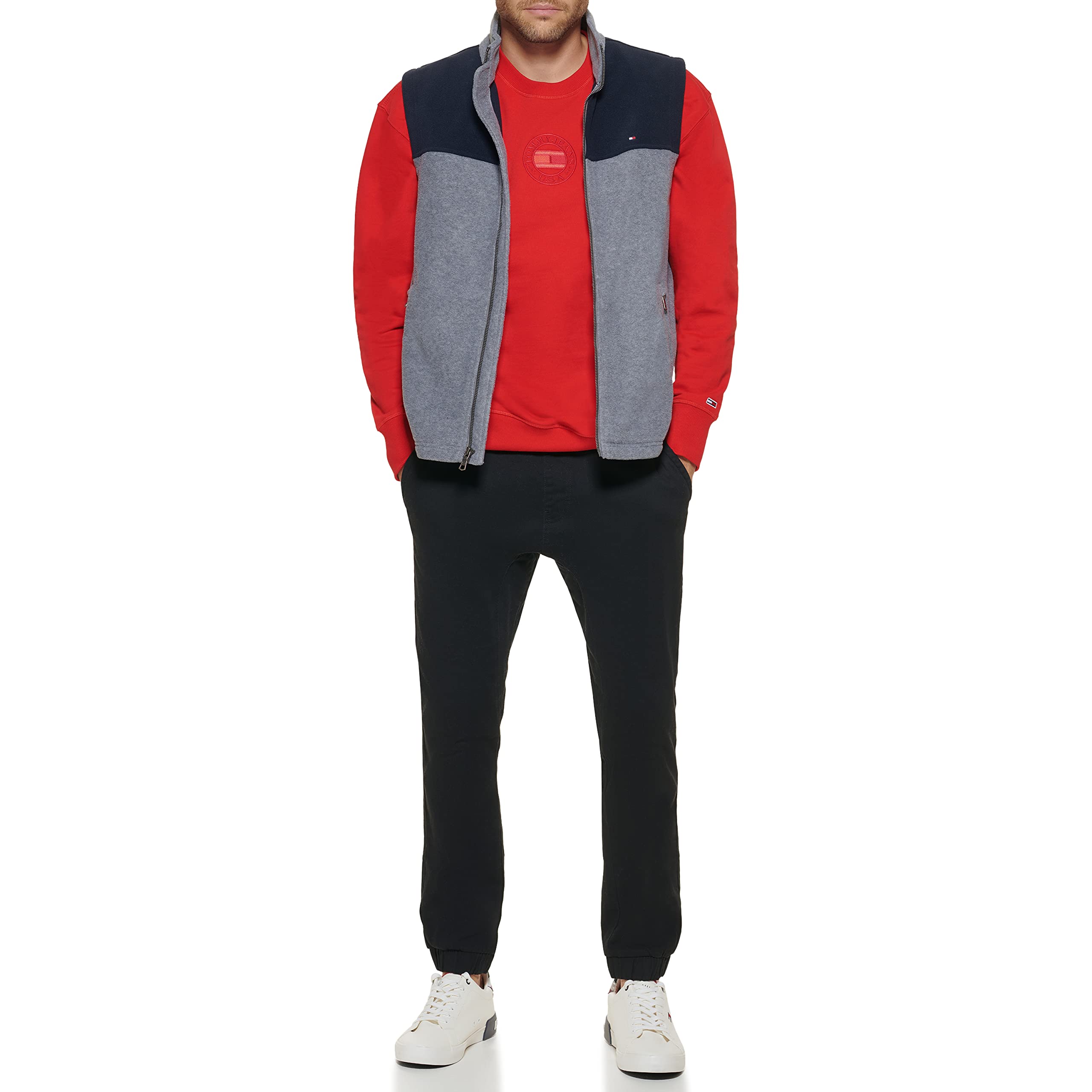 Foto 3 pulgar | Chaleco Tommy Hilfiger De Forro Polar Para Hombre, Color Azul Marino Y Gris Claro, Xl - Venta Internacional.