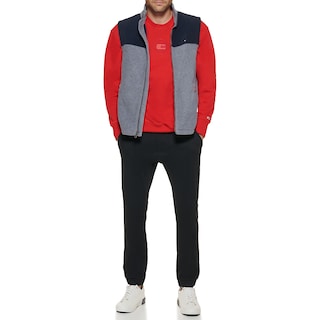 Foto 2 | Chaleco Tommy Hilfiger De Forro Polar Para Hombre, Color Azul Marino Y Gris Claro, Xl - Venta Internacional.
