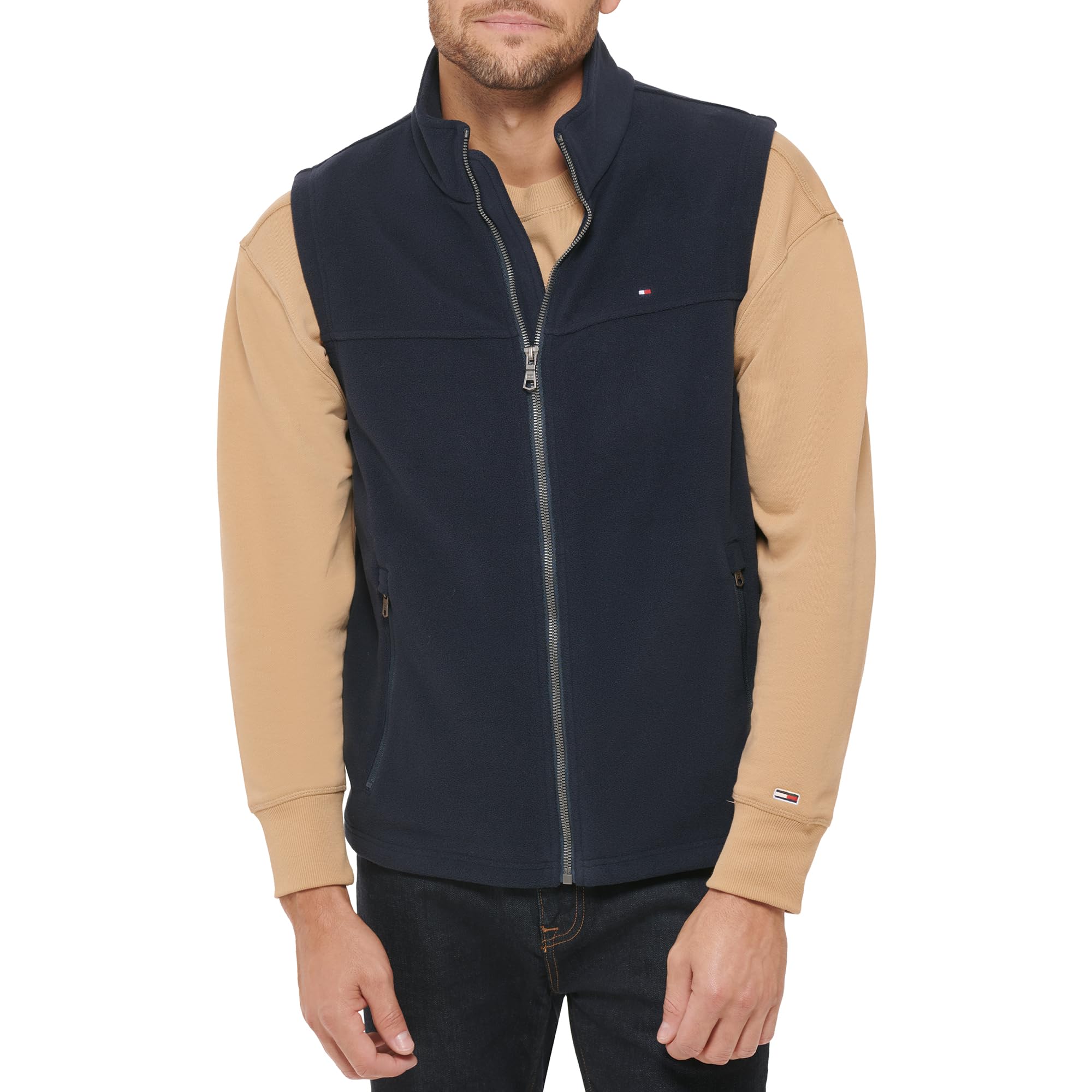 Chaleco Tommy Hilfiger De Forro Polar Para Hombre, Color Azul Marino, Talla M - Venta Internacional.