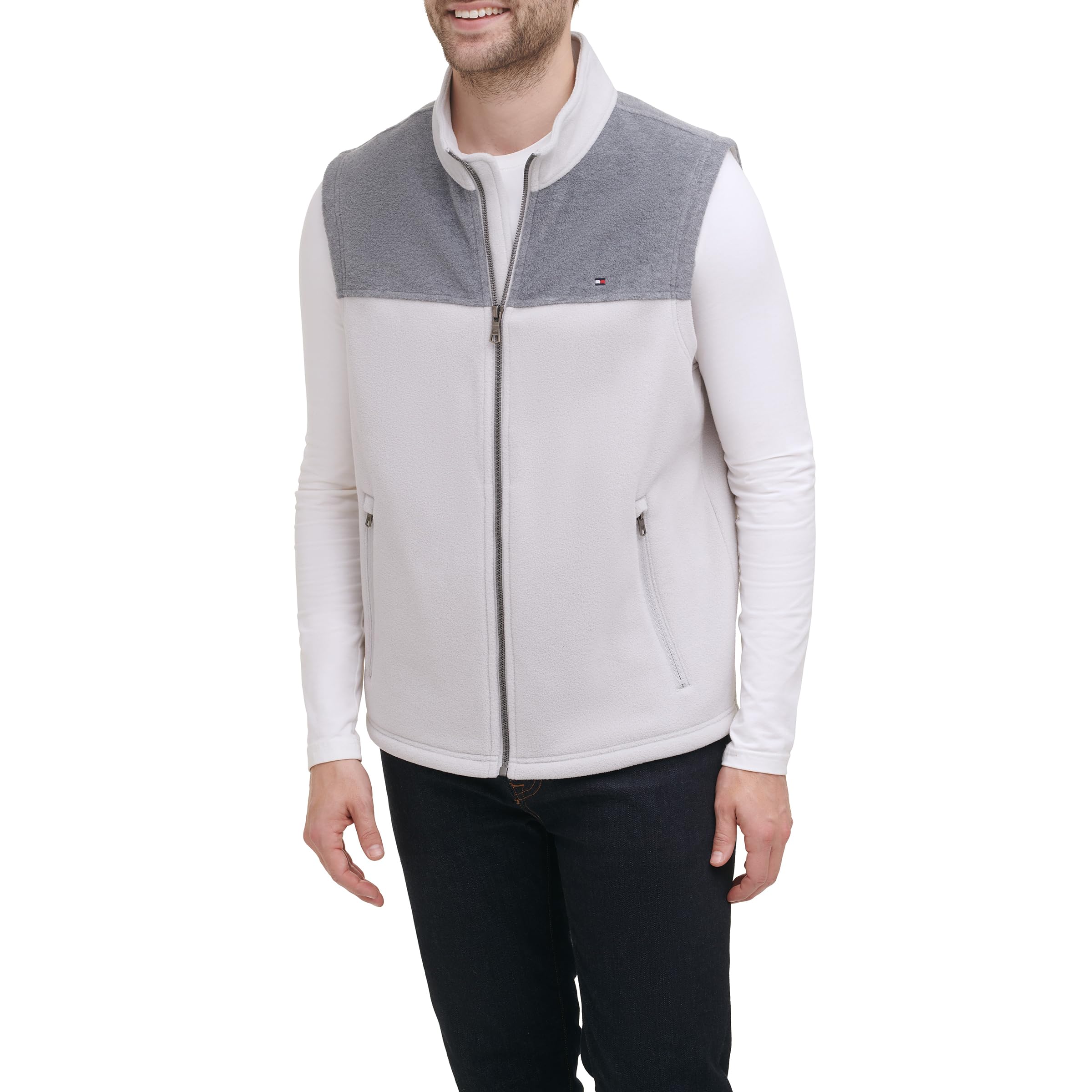 Chaleco Tommy Hilfiger De Forro Polar Para Hombre, Color Gris Claro, Xxl - Venta Internacional.