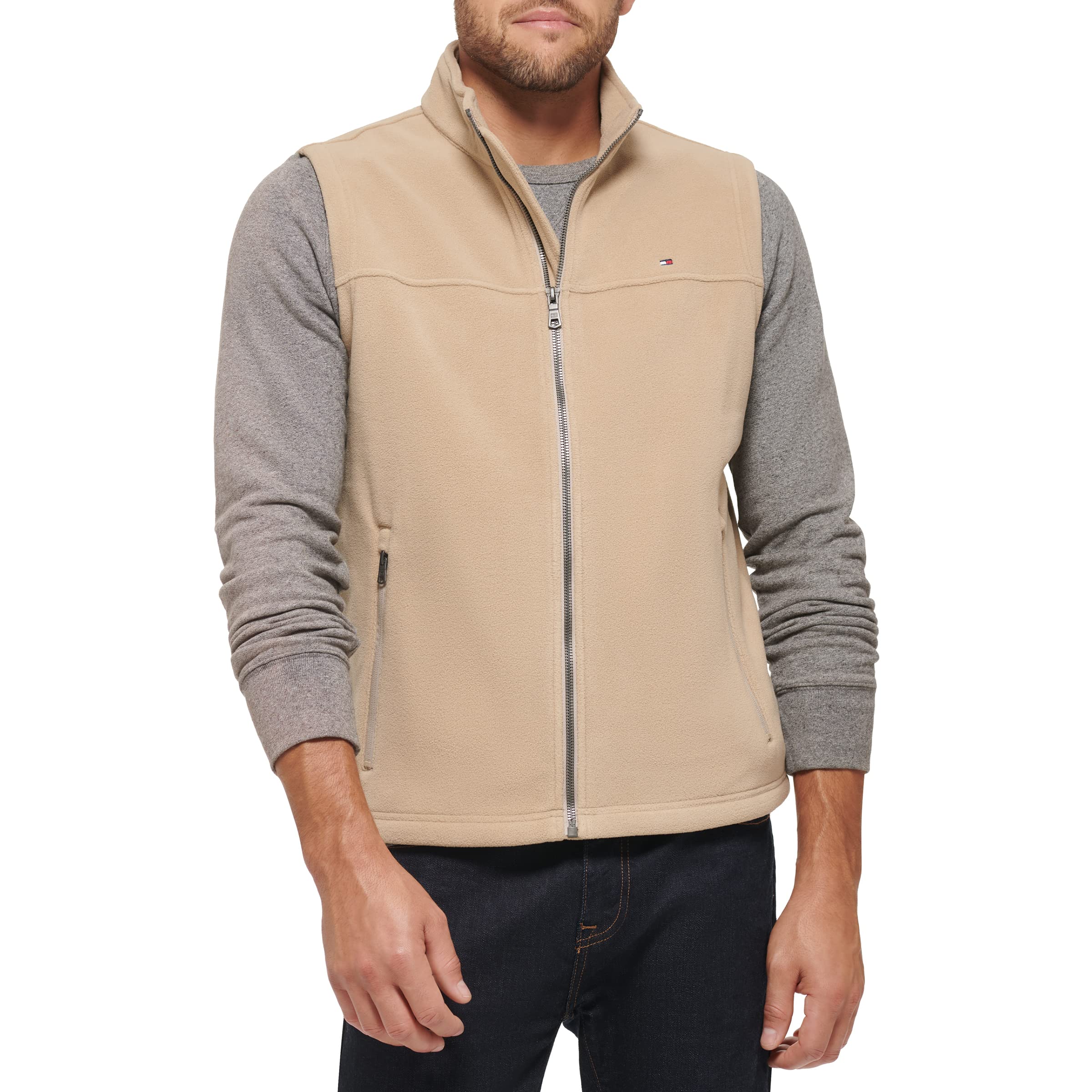 Chaleco Tommy Hilfiger De Forro Polar Para Hombre, Color Canela, Talla Xs - Venta Internacional.