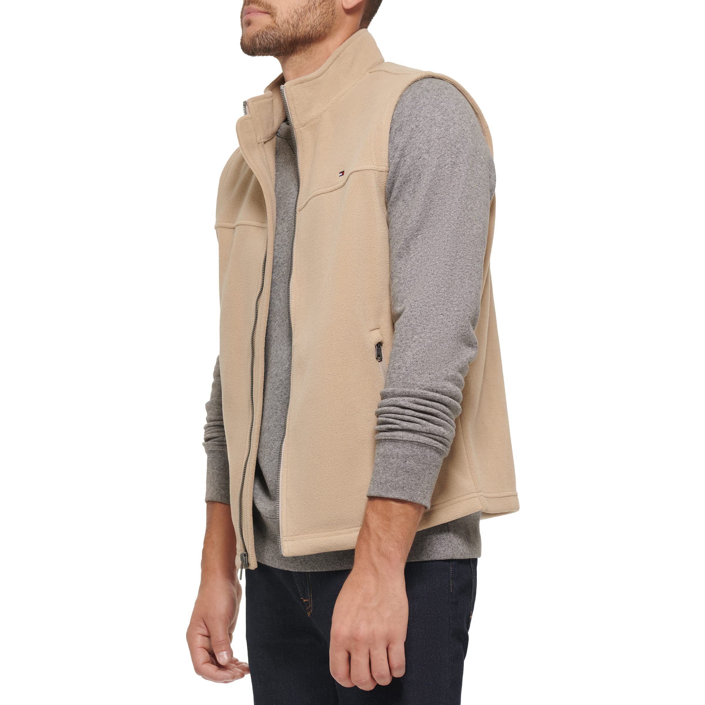 Foto 4 pulgar | Chaleco Tommy Hilfiger De Forro Polar Para Hombre, Color Canela, Talla Xs - Venta Internacional.