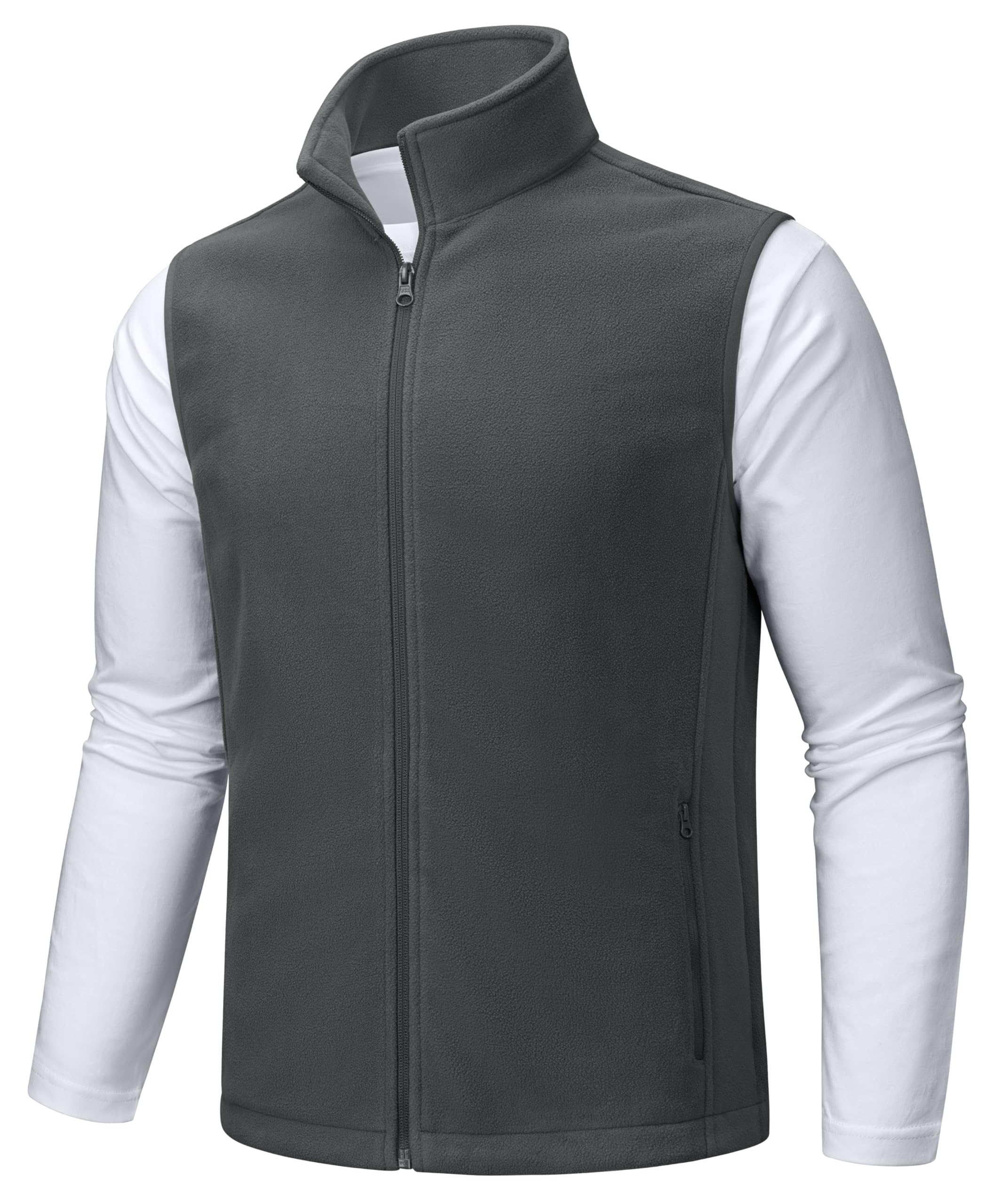 Foto 2 pulgar | Chaleco Tacvasen De Forro Polar Con Cierre Completo Para Hombre, Color Gris Oscuro, Talla M - Venta Internacional.