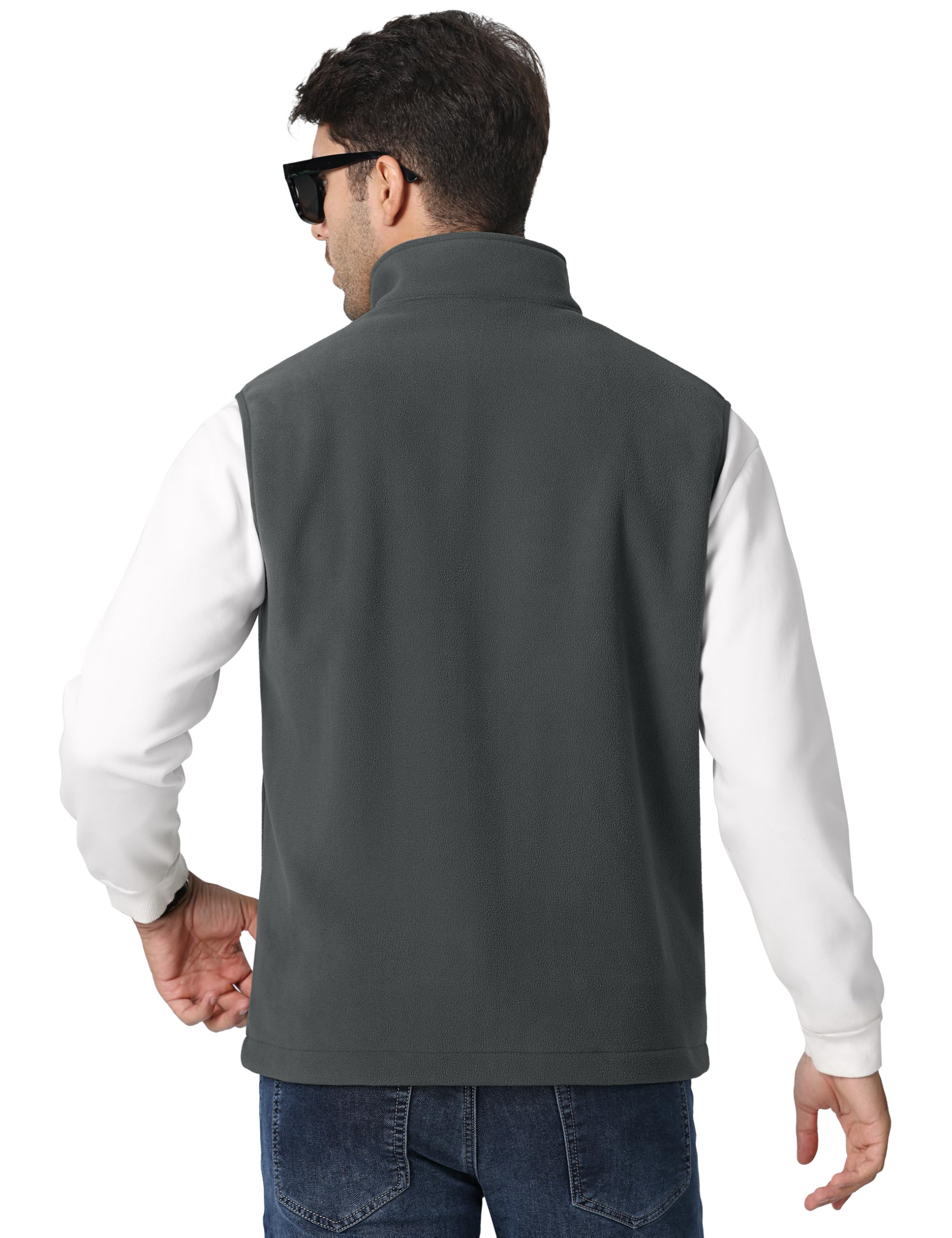 Foto 3 pulgar | Chaleco Tacvasen De Forro Polar Con Cierre Completo Para Hombre, Color Gris Oscuro, Talla M - Venta Internacional.
