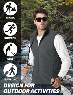 Foto 6 | Chaleco Tacvasen De Forro Polar Con Cierre Completo Para Hombre, Color Gris Oscuro, Talla M - Venta Internacional.